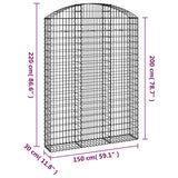 ZNTS Arched Gabion Basket 150x30x200/220 cm Galvanised Iron 153450