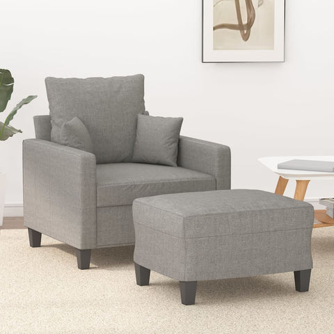 ZNTS Sofa Chair with Footstool Light Grey 60 cm Fabric 3153437