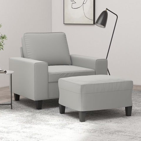 ZNTS Sofa Chair with Footstool Light Grey 60 cm Microfibre Fabric 3153528