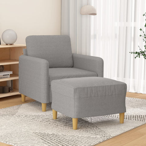 ZNTS Sofa Chair with Footstool Light Grey 60 cm Fabric 3153587