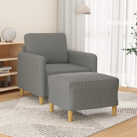 ZNTS Sofa Chair with Footstool Dark Grey 60 cm Fabric 3153588