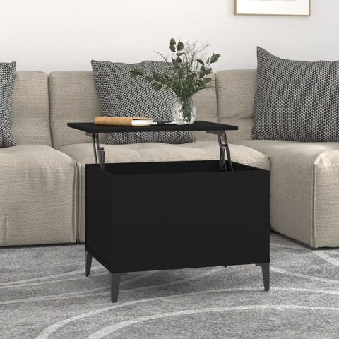 ZNTS Coffee Table Black 60x44.5x45 cm Engineered Wood 819573