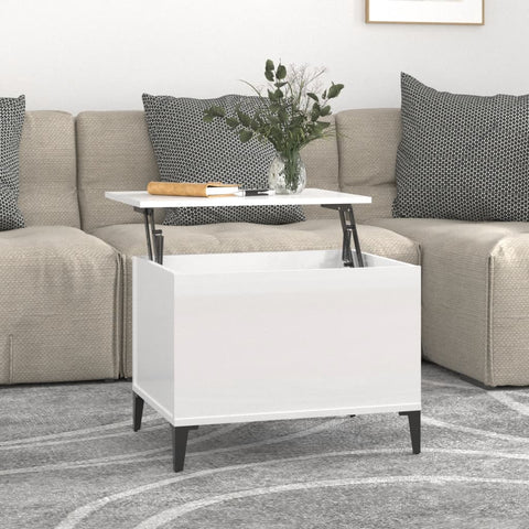ZNTS Coffee Table High Gloss White 60x44.5x45 cm Engineered Wood 819574
