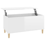 ZNTS Coffee Table High Gloss White 90x44.5x45 cm Engineered Wood 819582