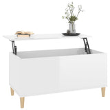 ZNTS Coffee Table High Gloss White 90x44.5x45 cm Engineered Wood 819582