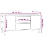 ZNTS TV Cabinet Smoked Oak 102x44.5x50 cm Engineered Wood 819601
