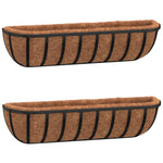 ZNTS Wall Troughs 2 pcs with Coco Liners Black 76x21x16 cm Steel 319355