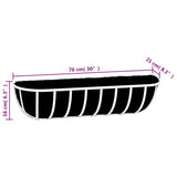 ZNTS Wall Troughs 2 pcs with Coco Liners Black 76x21x16 cm Steel 319355