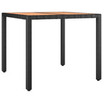 ZNTS Garden Table with Wooden Top Black Poly Rattan&Solid Wood Acacia 319548