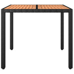 ZNTS Garden Table with Wooden Top Black Poly Rattan&Solid Wood Acacia 319548
