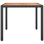 ZNTS Garden Table with Wooden Top Black Poly Rattan&Solid Wood Acacia 319548