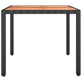 ZNTS Garden Table with Wooden Top Black Poly Rattan&Solid Wood Acacia 319548
