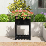 ZNTS Planter with Shelf Black 54x54x81 cm Solid Wood Pine 823777