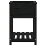 ZNTS Planter with Shelf Black 54x54x81 cm Solid Wood Pine 823777