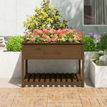ZNTS Planter with Shelf Honey Brown 111.5x111.5x81 cm Solid Wood Pine 823804