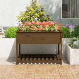 ZNTS Planter with Shelf Honey Brown 111.5x111.5x81 cm Solid Wood Pine 823804