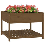 ZNTS Planter with Shelf Honey Brown 111.5x111.5x81 cm Solid Wood Pine 823804