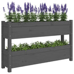 ZNTS Planter Grey 112x25x66 cm Solid Wood Pine 823929