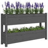 ZNTS Planter Grey 112x25x66 cm Solid Wood Pine 823929