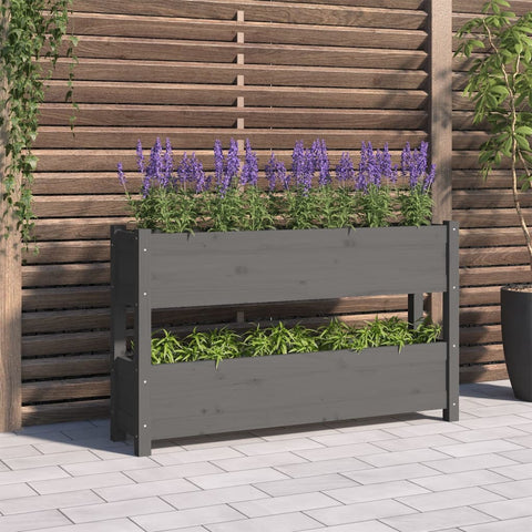 ZNTS Planter Grey 112x25x66 cm Solid Wood Pine 823929