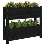 ZNTS Planter Black 77x25x66 cm Solid Wood Pine 823945