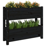ZNTS Planter Black 77x25x66 cm Solid Wood Pine 823945