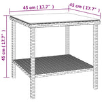 ZNTS Side Table Black 45x45x45 cm Poly Rattan and Tempered Glass 319398