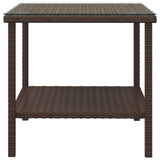 ZNTS Side Table Brown 45x45x45 cm Poly Rattan and Tempered Glass 319399