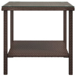 ZNTS Side Table Brown 45x45x45 cm Poly Rattan and Tempered Glass 319399