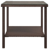 ZNTS Side Table Brown 45x45x45 cm Poly Rattan and Tempered Glass 319399