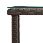 ZNTS Side Table Brown 45x45x45 cm Poly Rattan and Tempered Glass 319399