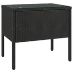 ZNTS Side Table Black 53x37x48 cm Poly Rattan and Tempered Glass 319400