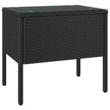 ZNTS Side Table Black 53x37x48 cm Poly Rattan and Tempered Glass 319400