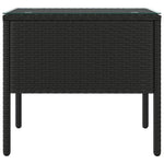 ZNTS Side Table Black 53x37x48 cm Poly Rattan and Tempered Glass 319400
