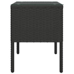ZNTS Side Table Black 53x37x48 cm Poly Rattan and Tempered Glass 319400