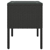 ZNTS Side Table Black 53x37x48 cm Poly Rattan and Tempered Glass 319400