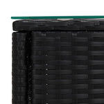ZNTS Side Table Black 53x37x48 cm Poly Rattan and Tempered Glass 319400