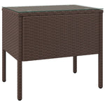 ZNTS Side Table Brown 53x37x48 cm Poly Rattan and Tempered Glass 319401