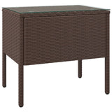 ZNTS Side Table Brown 53x37x48 cm Poly Rattan and Tempered Glass 319401
