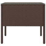ZNTS Side Table Brown 53x37x48 cm Poly Rattan and Tempered Glass 319401