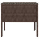 ZNTS Side Table Brown 53x37x48 cm Poly Rattan and Tempered Glass 319401