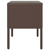 ZNTS Side Table Brown 53x37x48 cm Poly Rattan and Tempered Glass 319401