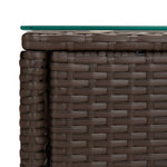 ZNTS Side Table Brown 53x37x48 cm Poly Rattan and Tempered Glass 319401