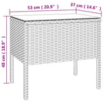 ZNTS Side Table Brown 53x37x48 cm Poly Rattan and Tempered Glass 319401