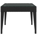 ZNTS Side Table Black 50x50x38 cm Poly Rattan and Tempered Glass 319402