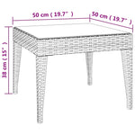 ZNTS Side Table Black 50x50x38 cm Poly Rattan and Tempered Glass 319402