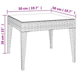 ZNTS Side Table Black 50x50x38 cm Poly Rattan and Tempered Glass 319402