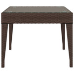 ZNTS Side Table Brown 50x50x38 cm Poly Rattan and Tempered Glass 319403