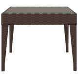 ZNTS Side Table Brown 50x50x38 cm Poly Rattan and Tempered Glass 319403