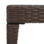 ZNTS Side Table Brown 50x50x38 cm Poly Rattan and Tempered Glass 319403